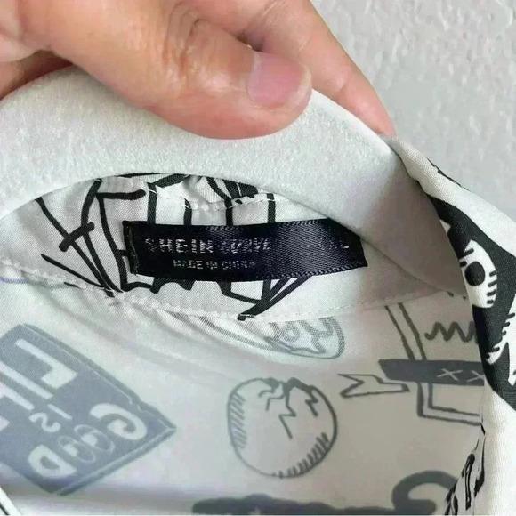 SHEIN Curve UK Graffiti Print Drop Shoulder Shirt Dress Size US 20 - Picture 12 of 14